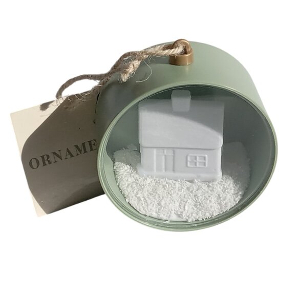 Sage Green Christmas Ornament with House & Snow Design - Picture 5 of 8